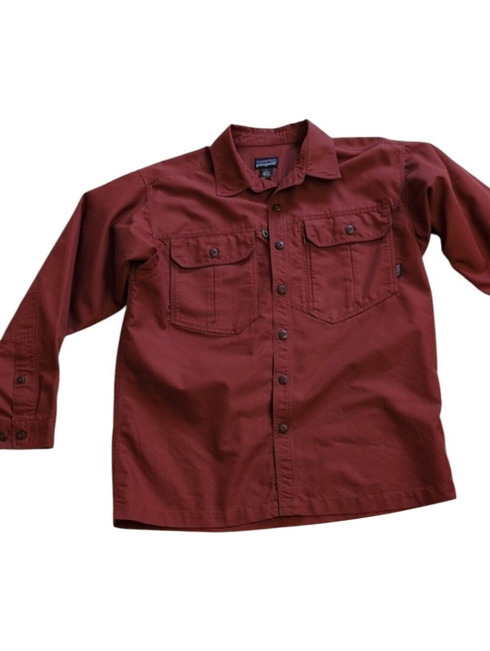 Patagonia All Seasons Field Shirt Red Organic Cotton Long Sleeve Button Down S